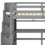 Lit mezzanine avec bureau, tablettes de rangement et escalier-733951681
