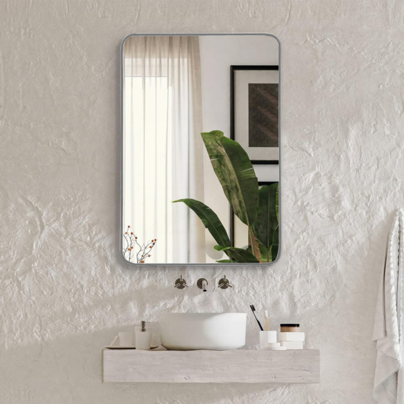 Miroir mural pour salle de bain, Argent argent, 30 po x 22 po