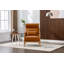 Salma 26" Wide Transitional Traditional Faux Leather Accent Chair with Lumbar Pillow