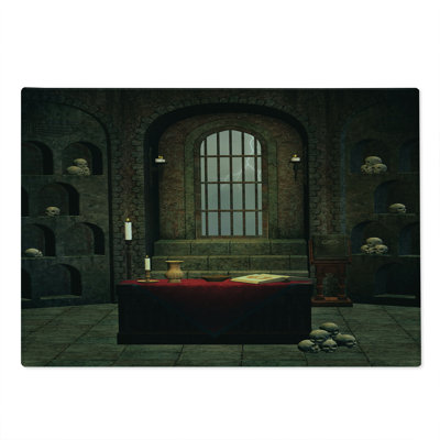 Ambesonne Gothic Cutting Board Large Size Room Skulls Red Brown