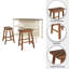 Ensemble de table de salle à manger 3 pièces en bois massif rustique avec 2 tablettes ouvertes
