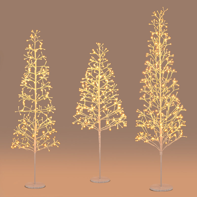 Bouleau lumineux de 5 pi avec base lestée à 240 lumières DEL blanc chaud, H 5 pi