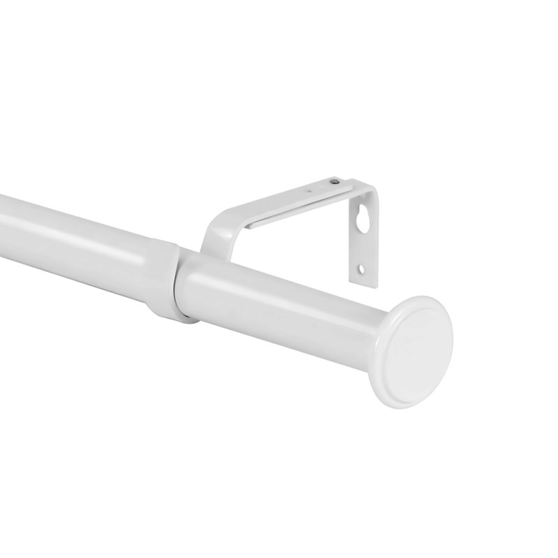 Tringle à rideaux simple réglable 1 po Adelaida, l 48 po à 84 po, Blanc lustré