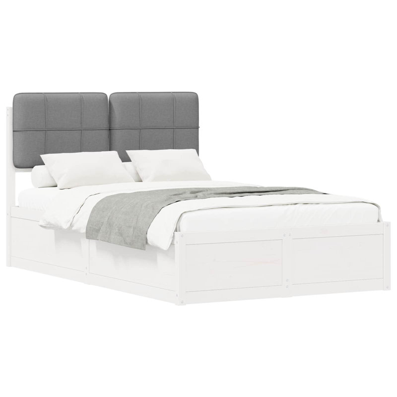 Solid Wood Bed, Small Double (4'), Grey/White