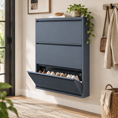 Armoire à chaussures murale en métal avec tiroirs rabattables Aksora