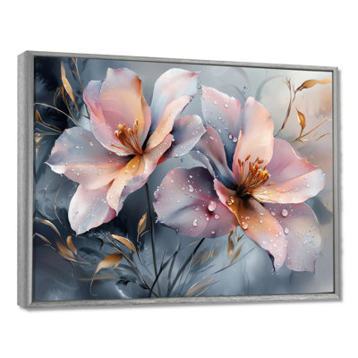 Chinese Ink Abstract Fuschia Flowers II - Fuschia Canvas Prints