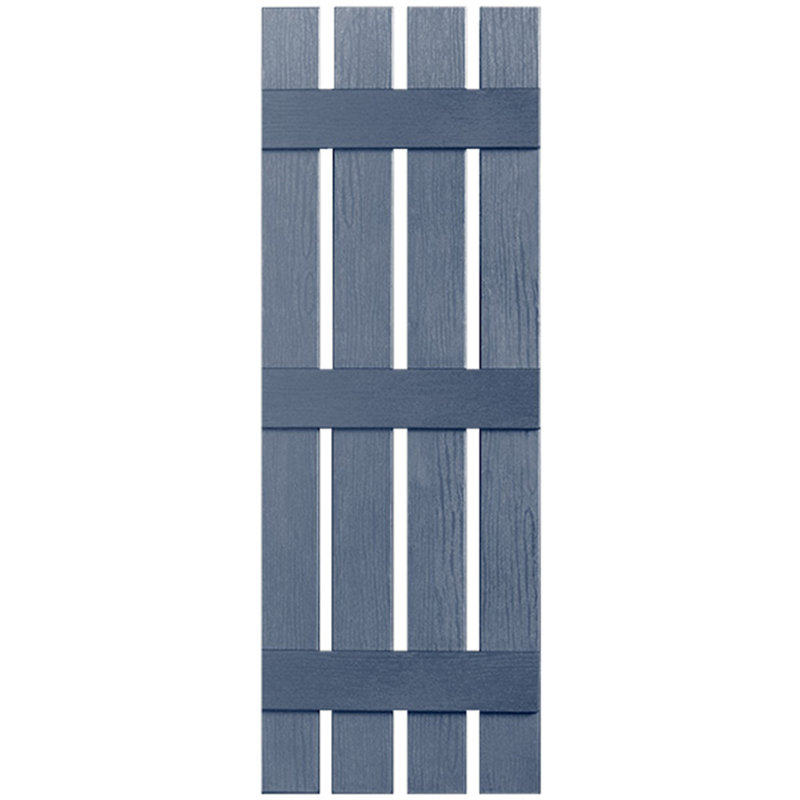Paire de volets en vinyle à trois lattes et quatre planches ouvertes, 44 po, Bleu