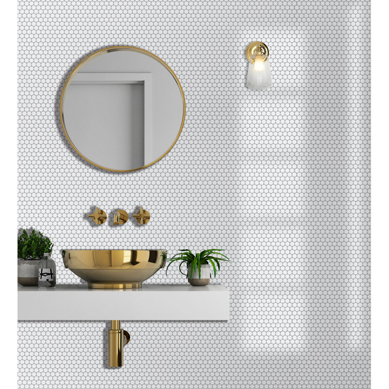 Savvy™ 11 In. X 12 In. Glossy Porcelain Floor And Wall Tile (14.61 Sq. Ft./Case), White