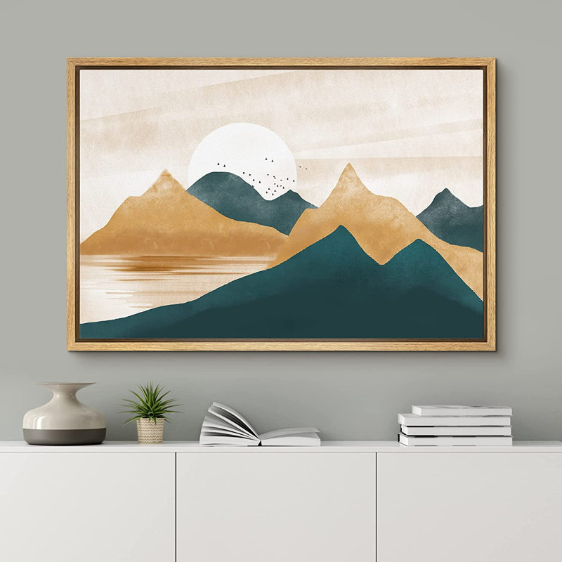 Idea4wall, reproduction d'art sur toile encadrée, sarcelle, tan, H 16 po x l 24 po x P 1,5 po, Encadré naturel