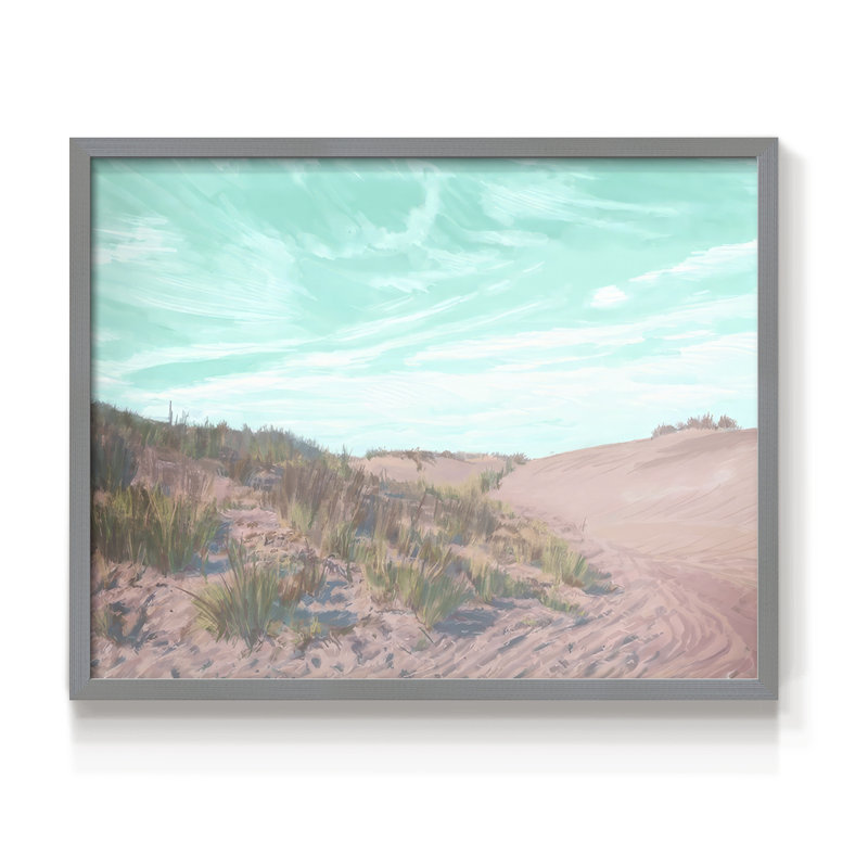 Dunes at Dawn IV -Framed Print - Restickable, H 11 po x l 14 po, Gris