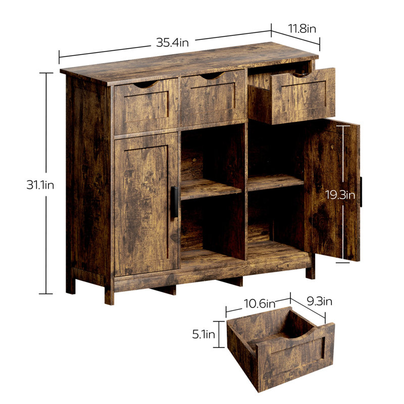 Armandino 35.43'' Console Table, Rustic Brown
