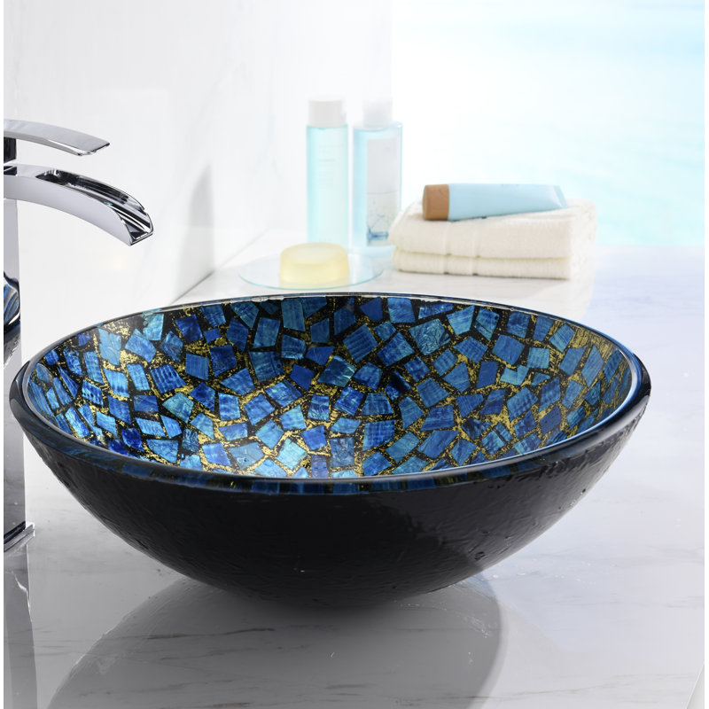 Lavabo de salle de bain vasque circulaire en verre trempé Chipasi
