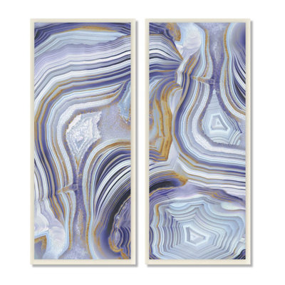 " Agate Crystal Pattern Gold Purple Abstract " by Danielle Carson 2 - Pieces