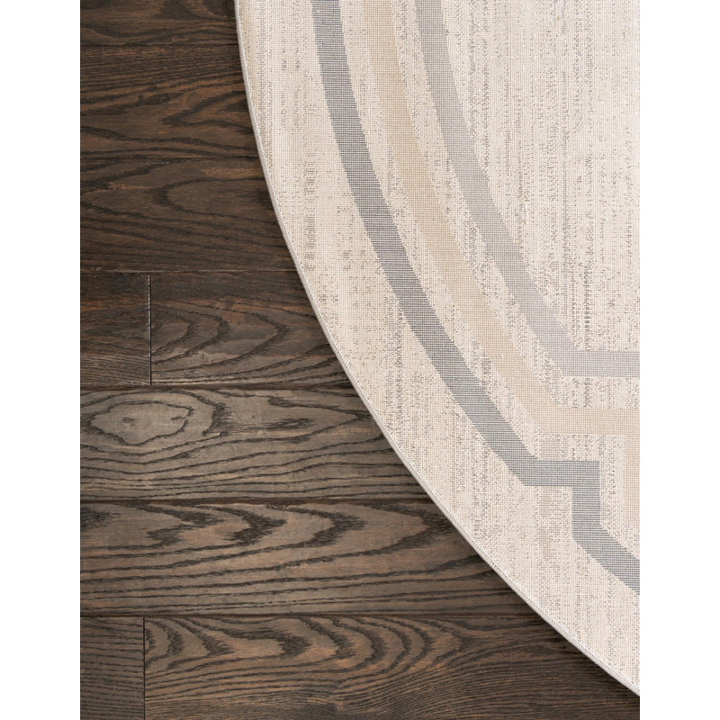 Tapis contemporain Araceli de couleur grise, Rond 3 pi