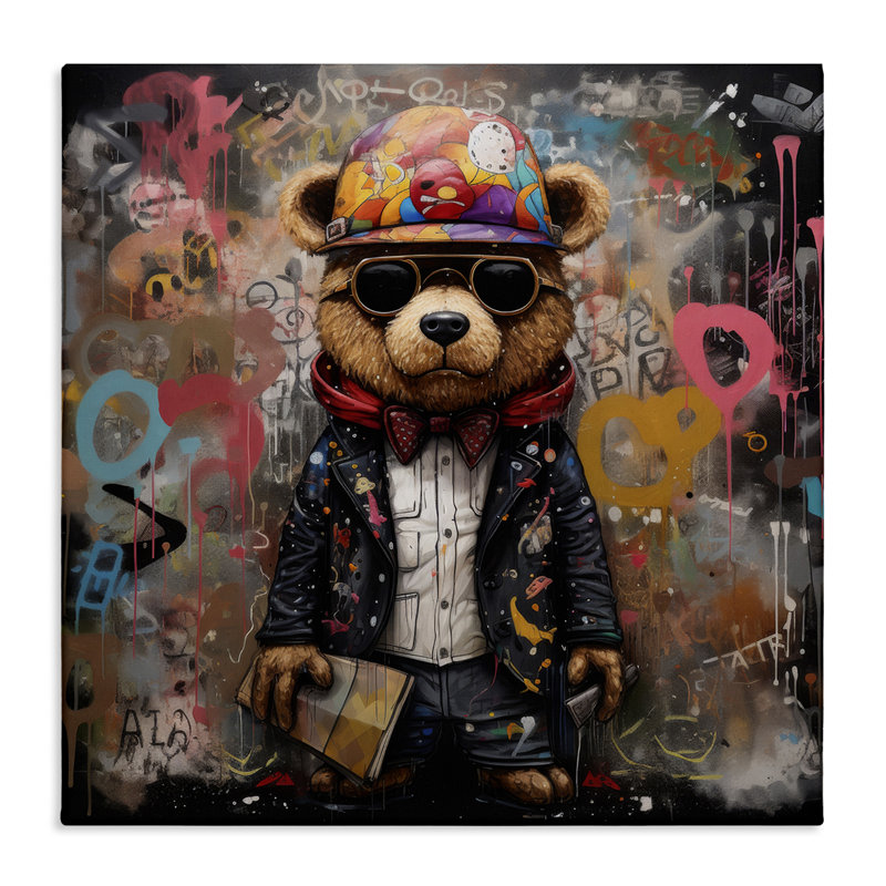 Art urbain sur toile, graffiti urbain par Lazar Studio, H 17 po x l 17 po