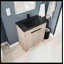 Meuble-lavabo autoportant avec lavabo en céramique noire et 2 portes d'armoire à fermeture en douceur