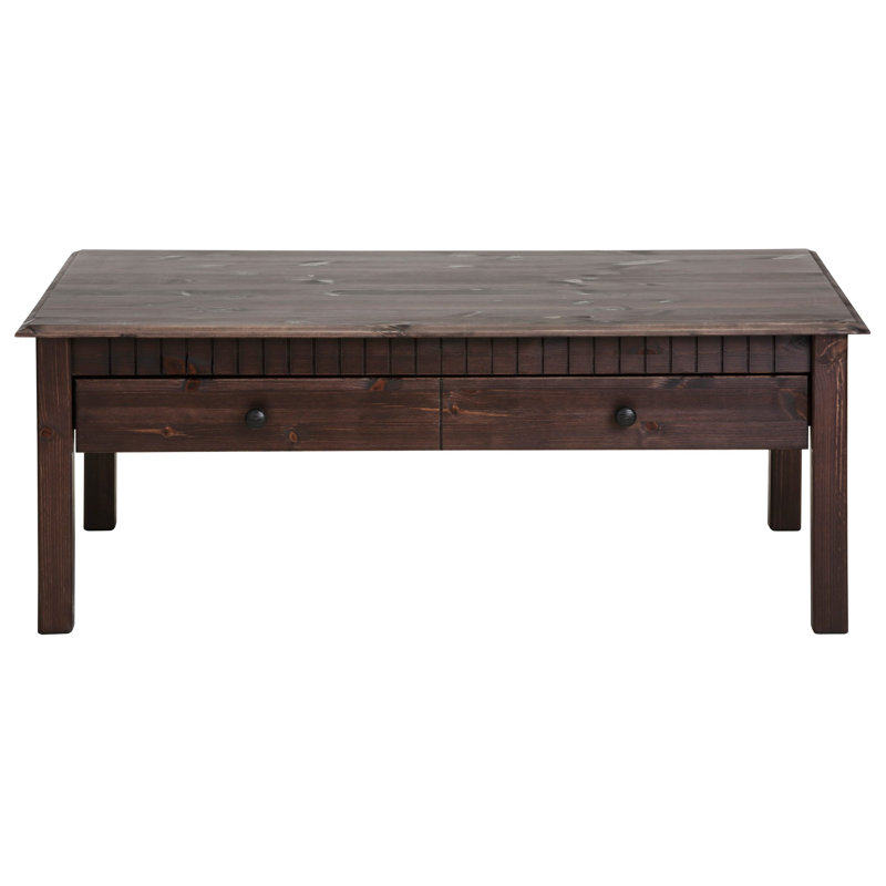 Yassine Solid Wood Four Leg Coffee Table with Storage, Havana