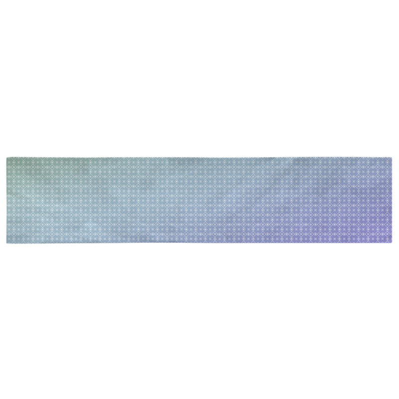 Chemin de table Avicia, 72 po x 16 po, Bleu foncé / vert, Coton