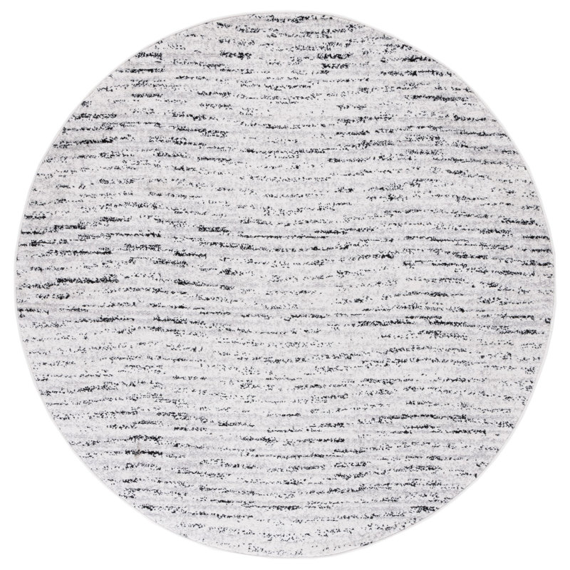 Riebe Abstract Ivory/Silver Area Rug, Round 6'