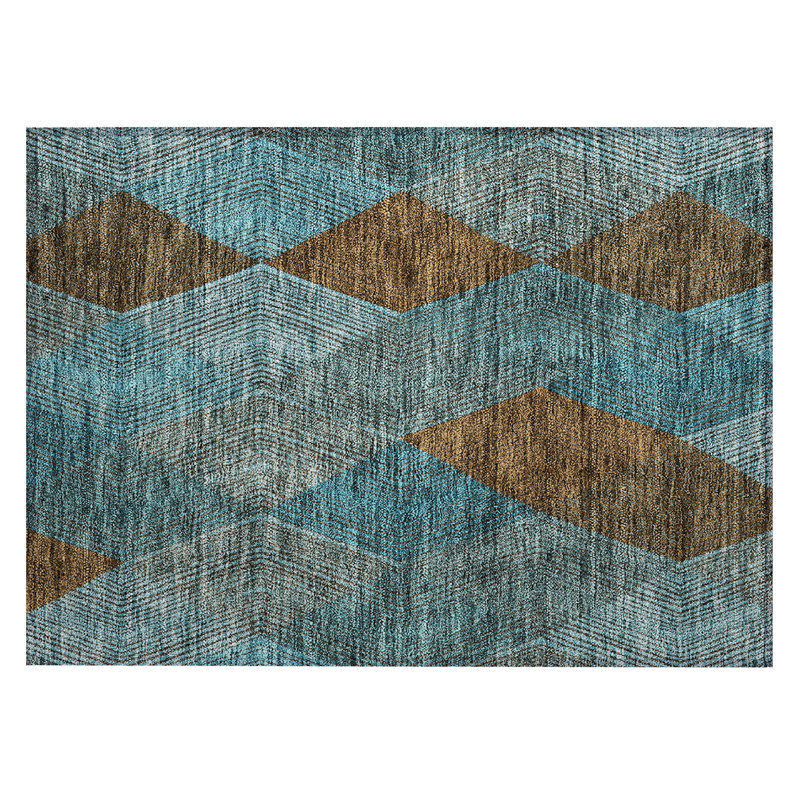 Aquaisha Washable Geometric Indoor / Outdoor Rug, Rectangle 1'8" x 2'6"
