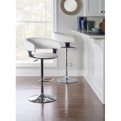 Carmelyn Swivel Upholstered Adjustable Height Counter Stool with Metal Frame