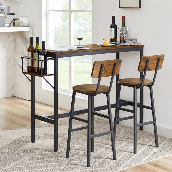 17 Stories 3 Pieces Dining Table with Rack, 2 Bar Tables, Kitchen ...