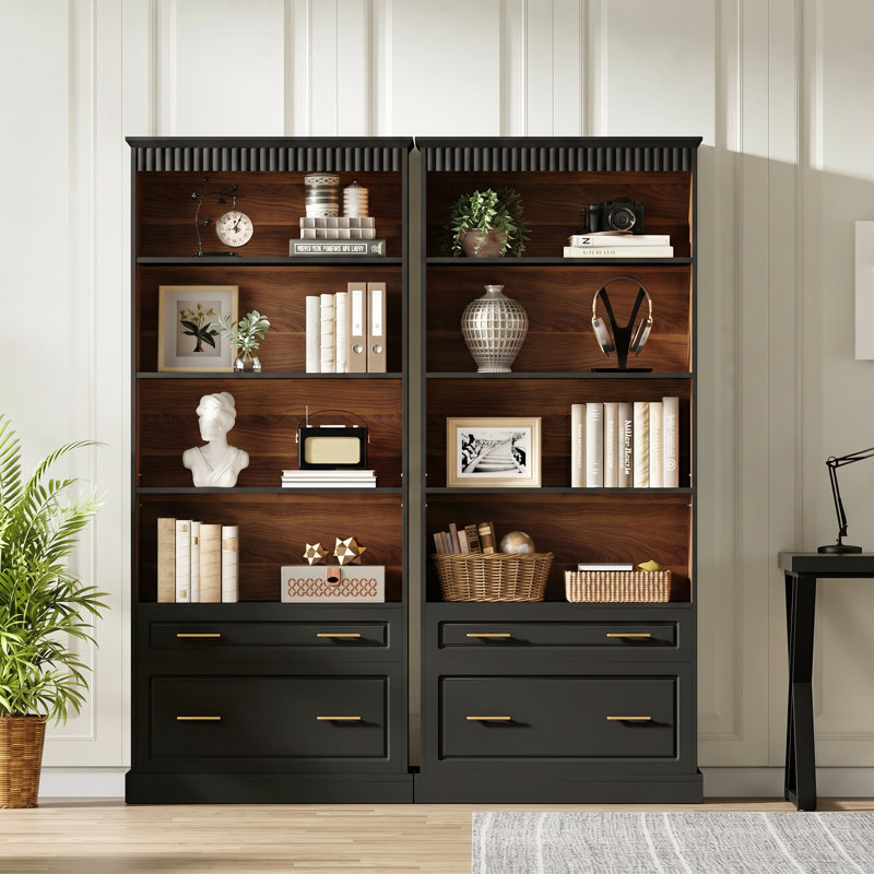 Bookcase With File Cabinet Drawers(Set Of 2)