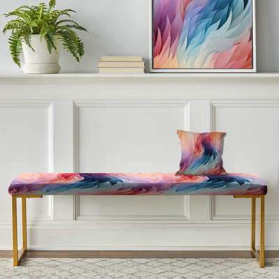 Camouflage Upholstered Gold Bench