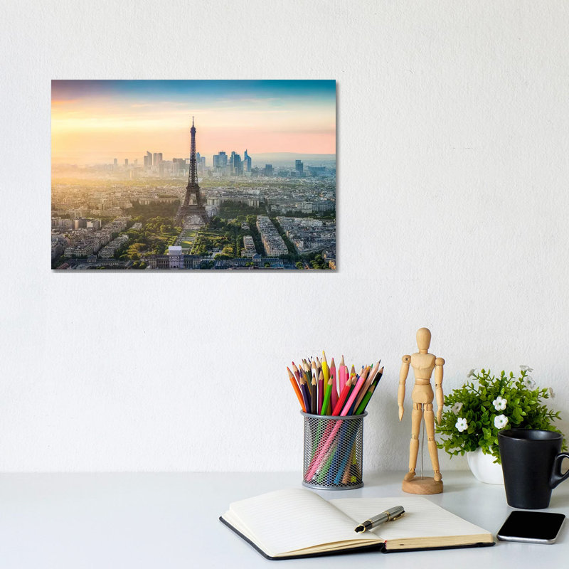 Paris Skyline With Eiffel Tower by Jan Becke - Wrapped Canvas Gallery-Wrapped Canvas Giclée, 20.32 cm H x 30.48 cm W