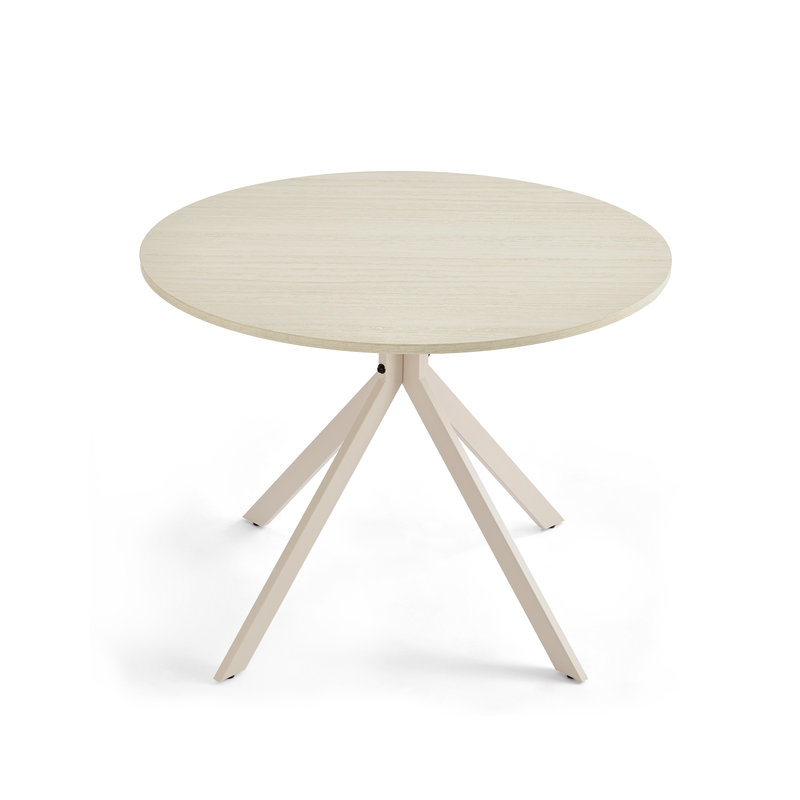 Metal Base Dining Table, Travertine / Beige White