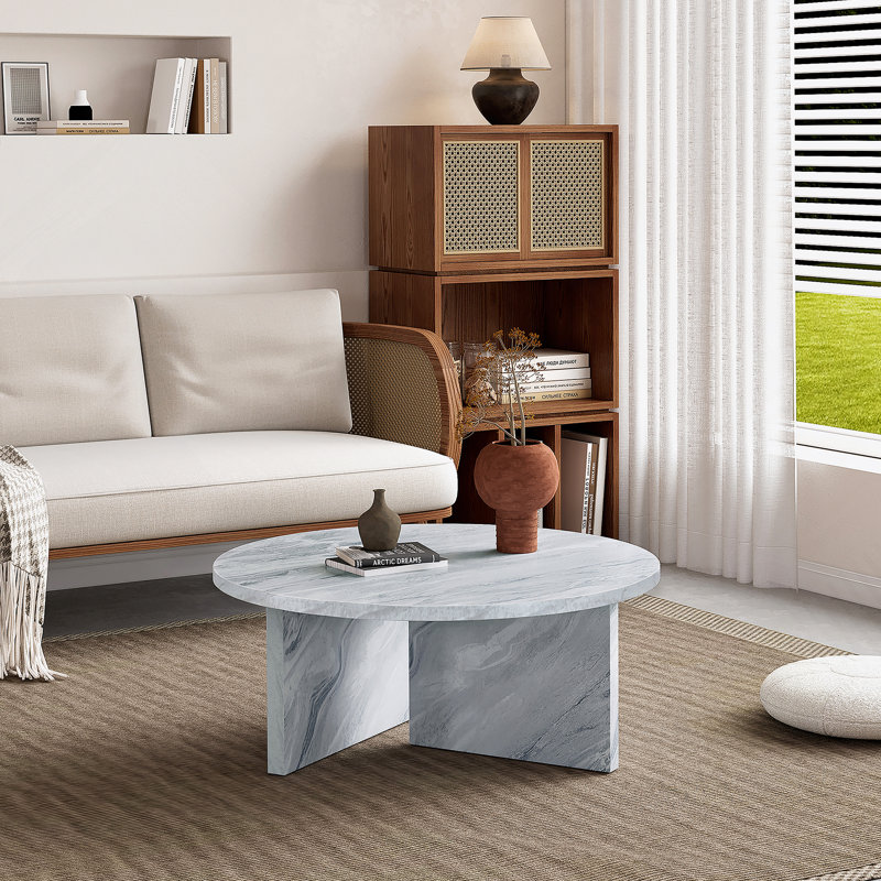 Table basse ronde 31,5 ", minimalisme moderne et charme nordique pour différents styles d'intérieur, White