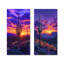 Cactus du désert au coucher du soleil - Collection de 2 panneaux d'art sur toile florale-2132185562-2132185563