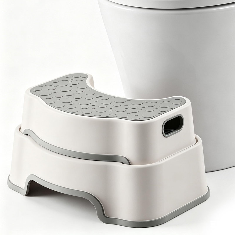 Toilet Stool Squat Adult – 2-In-1 Adjustable 4.7" & 8.2" Height, Non-Slip Poop Stool For Bathroom, Ergonomic Foot Rest For Kids Toddler, No Assembly Required, 200 Lbs(Off White)