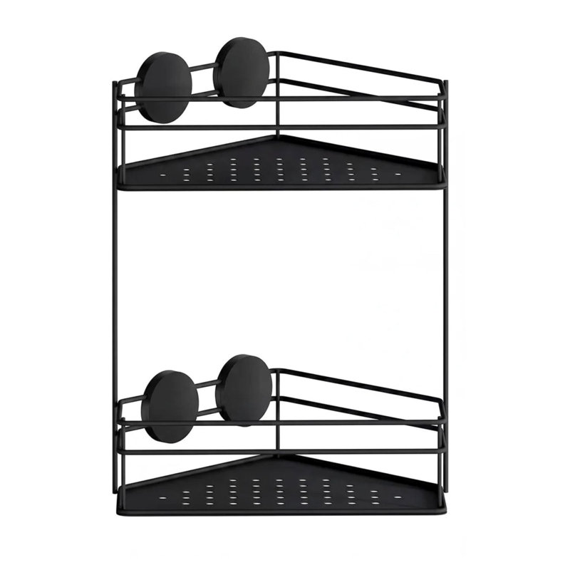 Sef adhesive double corner shower basket, Black