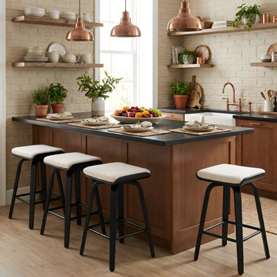 Modern Upholstered Counter Stool With Wood Frame,Counter Height Bar Stool For Kitchen Island,Coffee Bar (Set Of 4)