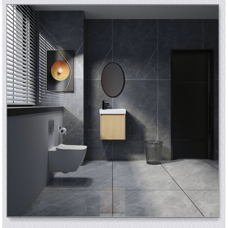 20" Wall-Mounted Bathroom Vanity with Ceramic Sink, Storage Cabinet with Doors,Bathroom Cabinet Set