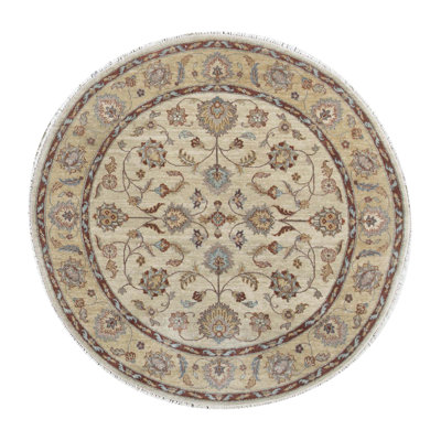 Tapis beige et doré de haute qualité noué à la main