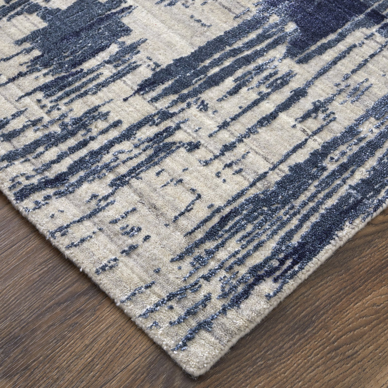 Eastfield Abstract Area Rug in Blue, Rectangle 2' x 3'