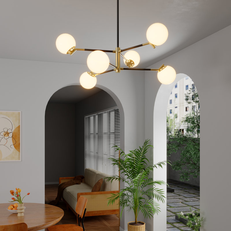 Glenarm 6 - Light Sputnik Sphere Pendant, Gold/Matte Black