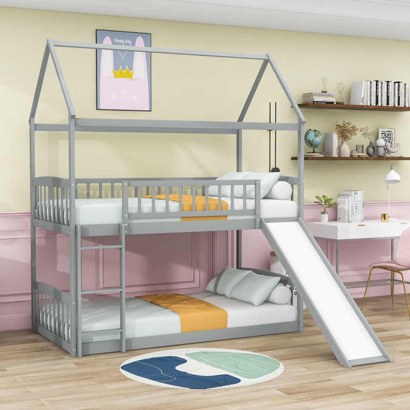 Kwai Kids Twin Over Twin Bunk Bed, Gray
