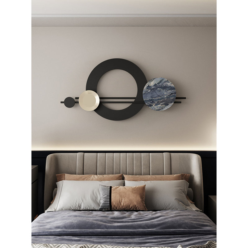 Murale ronde en métal tridimensionnelle de style italien, H 23,62 po x l 47,24 po x P 1,18 po