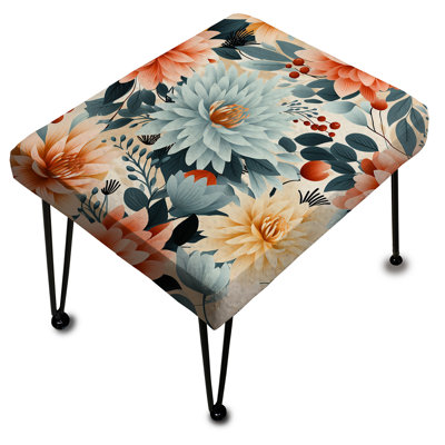 Repose-pieds géométrique bleu et rouge Dahlia Harmony Elegance