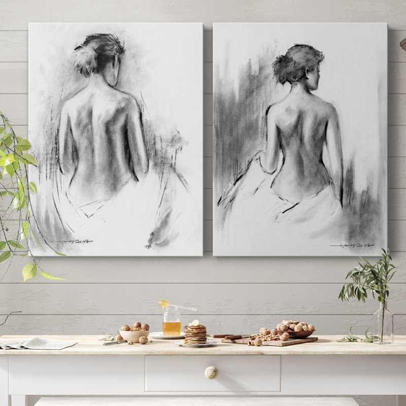 «Soft Silhouette III», ensemble de 2 reproductions d'art, H 12 po x l 16 po x P 1 po, Toile tendue, Pas de tapis