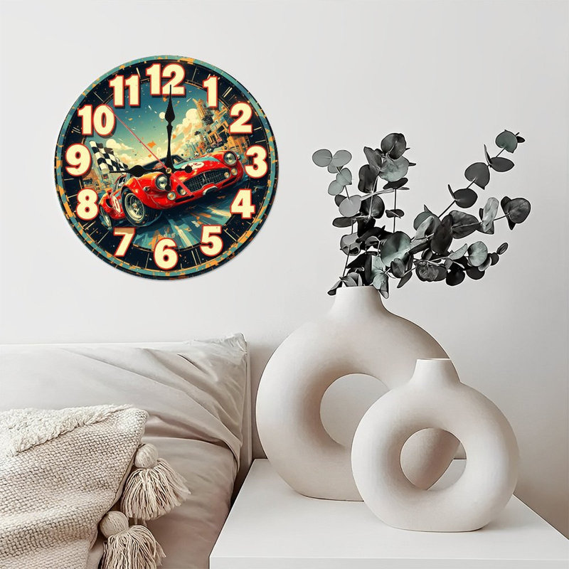 Horloge murale voiture de course rétro