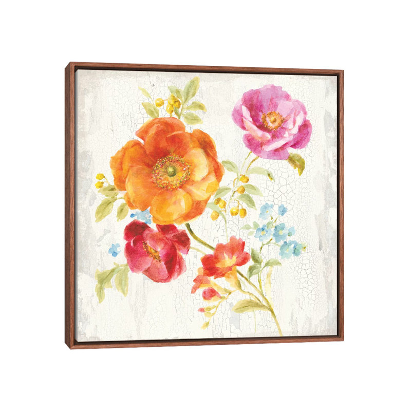 « Full Bloom II » par Danhui nai, reproduction d’art, H 18 po x l 18 po x 1,5 po, Toile classique avec cadre brun