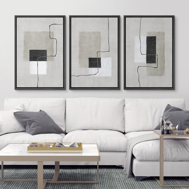 «Greenish Gray Block Abstract Mid Century Modern Shapes Illustration Art Decor Chic», Noir, H 24 po x l 16 po