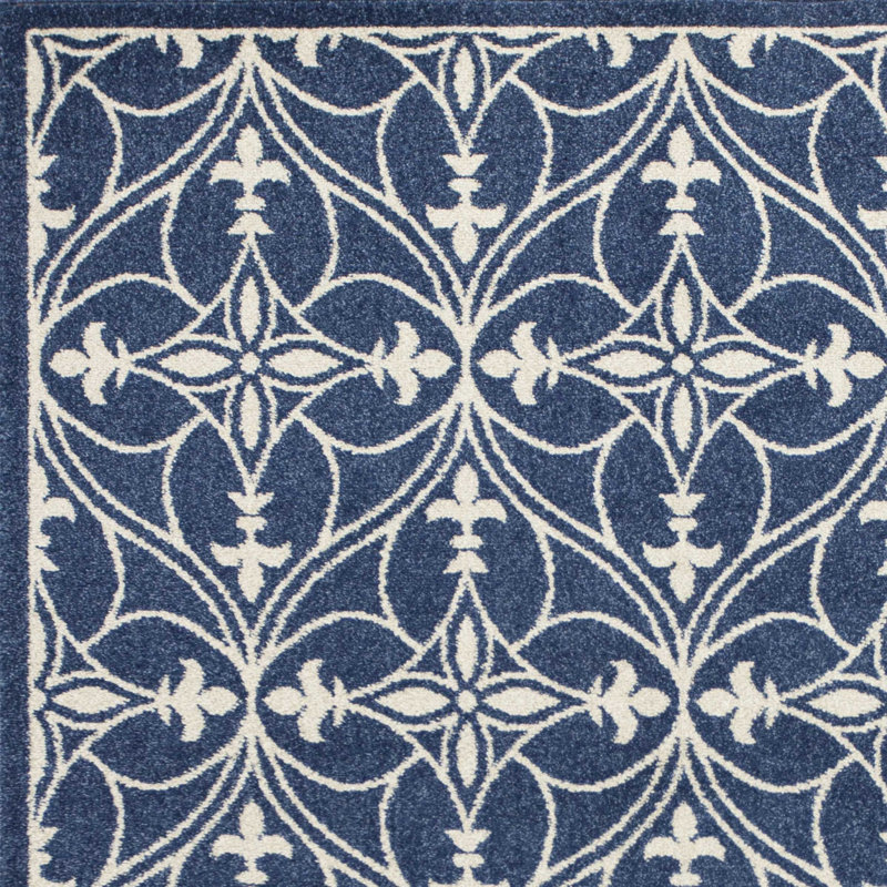 Tapis bleu et ivoire Aasto, Rectangle 6 pi 7 po x 9 pi 6 po