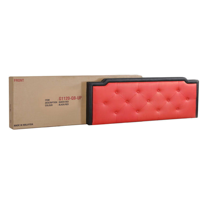 Upholstered Panel Bed, Queen, Black/Red