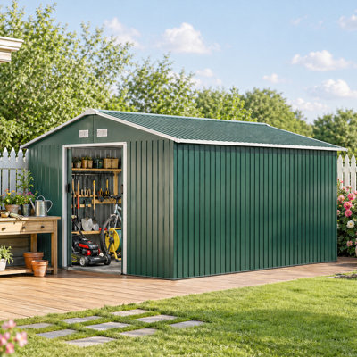 11 ft. W x 13 ft. D Metal Garden Shed
