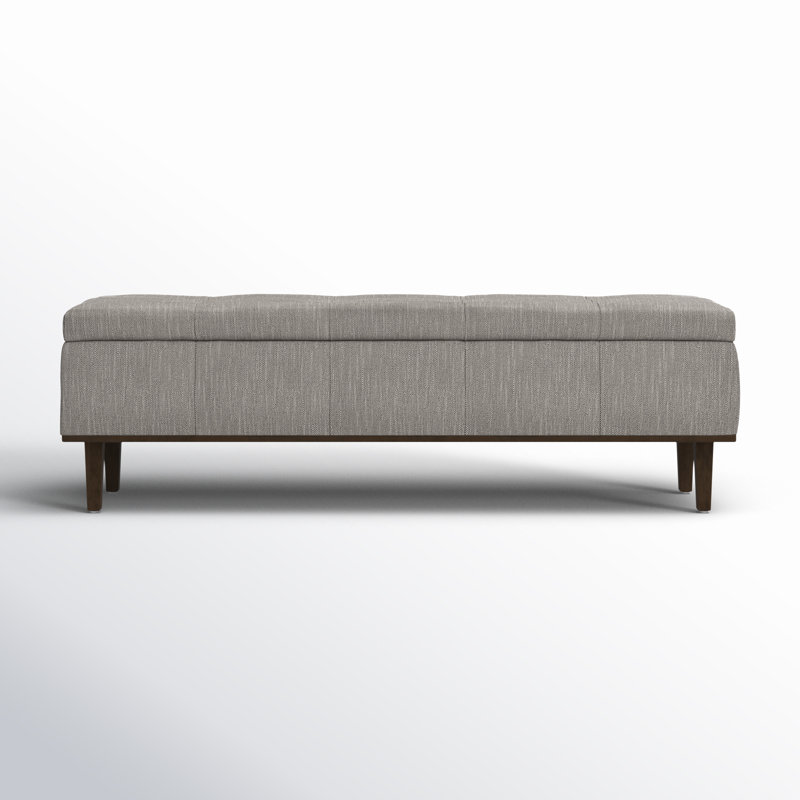 Louise Upholstered Storage Bench, Gray Basketweave